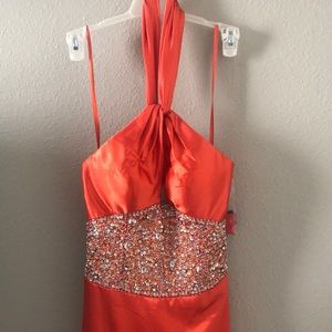 Orange Prom Dress with Sequins